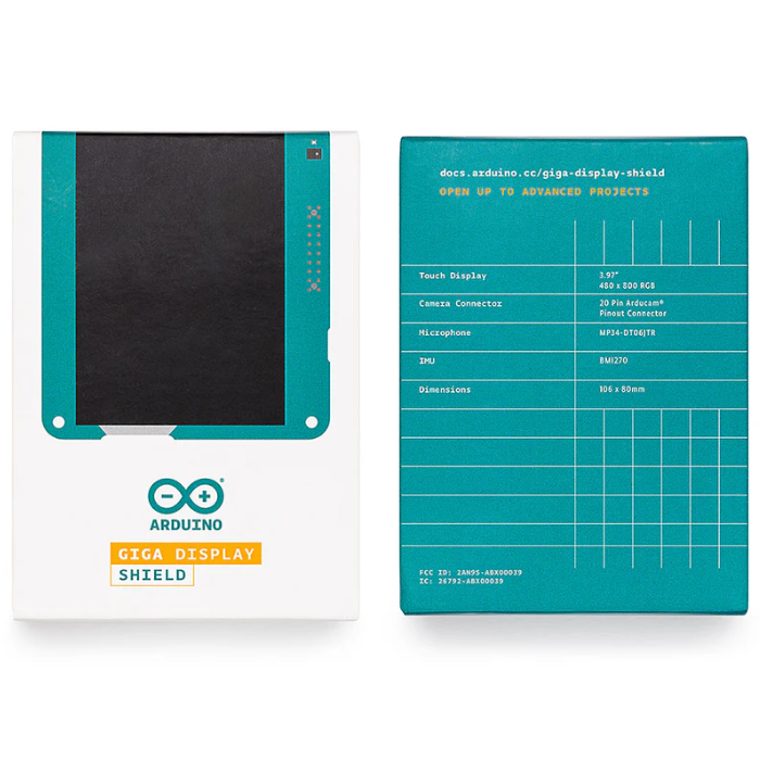 Official 3.97-inch Arduino GIGA Touchscreen Display Shield 480x800 - ASX00039