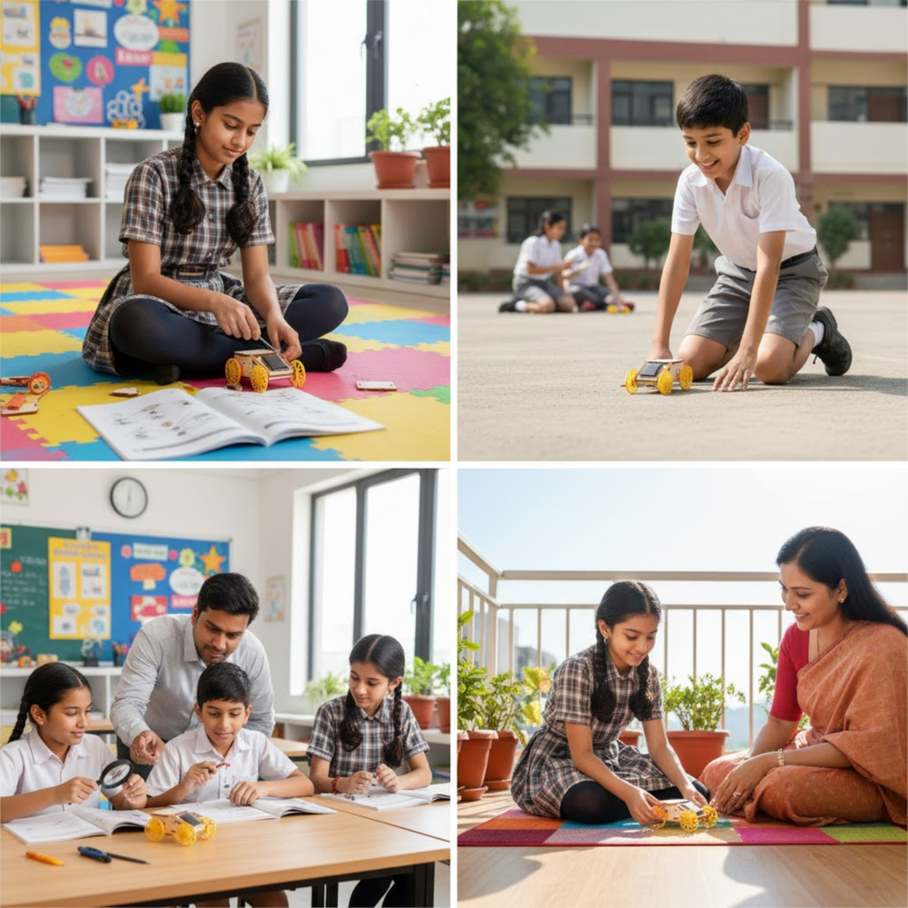 Pludo Solar Racer Car DIY Kit – Build a Light Following Car for Ages 8–11 | Grade 3–5